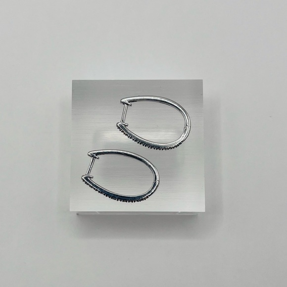 0.35 CT Natural Diamond Hoop Earrings Sterling Silver - Picture 4 of 5